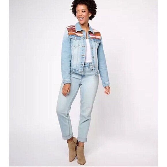 Driftwood Jeans Denim Jacket Arizona Sunrise Womens Plus Size 3X Embroidered NEW - Picture 3 of 16